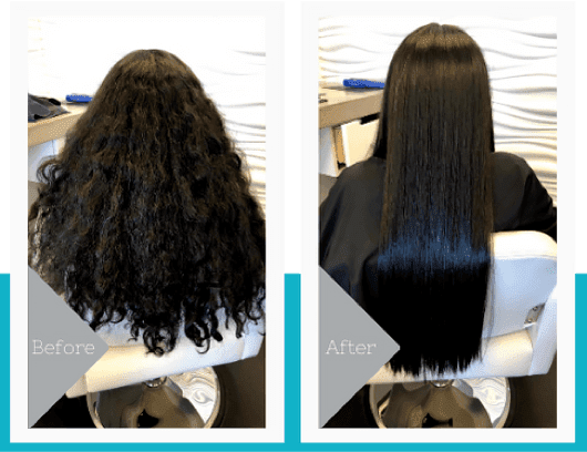 Before and After Photo of Hair Smoothing Treatment at The Smoothbar
