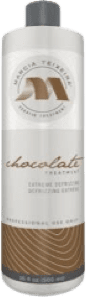 Bottle of Chocolate Keratin Hair Smoothing Product