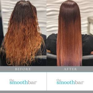 Before and after of Pure Brazilian Hair Treatment
