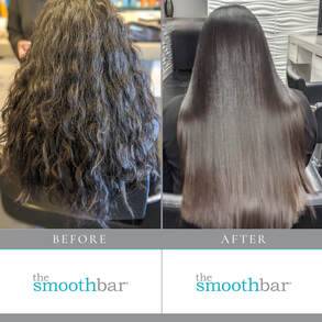 Before and after of hair smoothing treatment